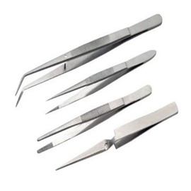 SZCO Supplies 4-Piece Craftsmen Tweezers Set, Silver (100371)