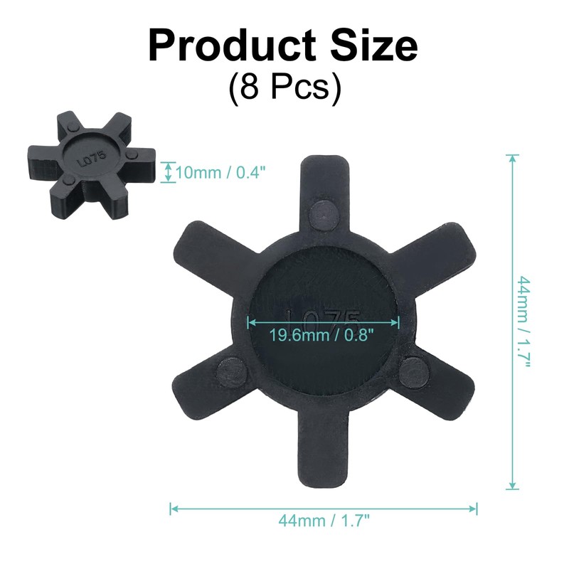 sourcing map 8pcs L75 Jaw Coupling Insert, Flexible Solid Type