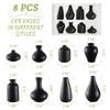 Small Black Vases Set of 8 - Mini Ceramic Bud