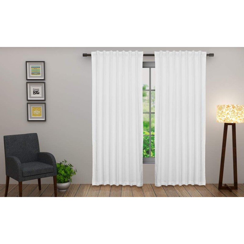 COTTON CRAFT White Curtain Window Panel Drapes - Set of