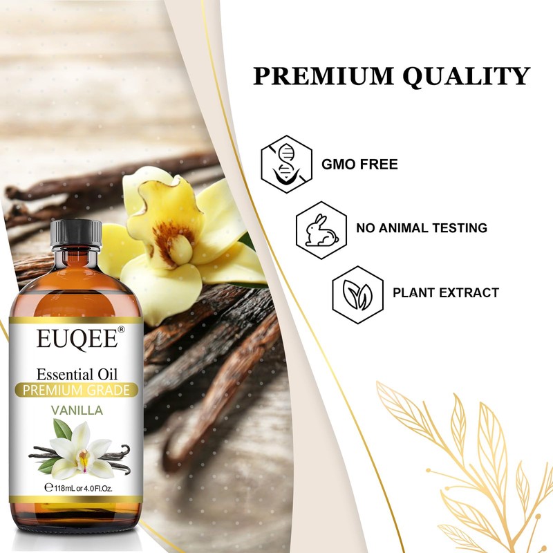 EUQEE Vanilla Essential Oil 118 ml Premium Vanilla Oil with