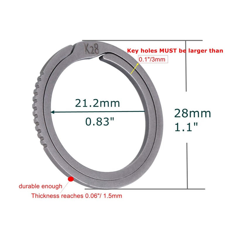 BANG TI Titanium Quick Release Keyrings Side Pushing Operation (5-Pack,