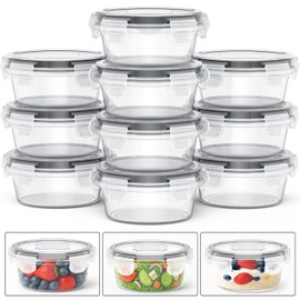 Hotbird 10 Pack Reusable Snack Containers with Lids 8 oz for Kids Toddler Adults,Meal Prep Overnight Oats Salad Food Storage Containers BPA Free Pp Food Grade