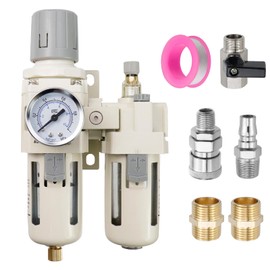 Antrader 3/8" NPT Compressed Air Filter Regulator Lubricactor Combo,Air Pressure Regulator with Pressure Gauge,Air Tool Compressor Filter AC3010-03