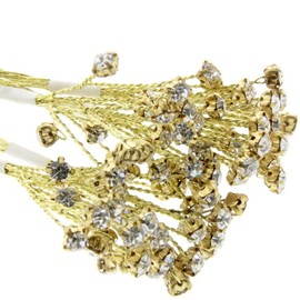 Corsage Creations Gold Diamante Branch | Ideal for Wrist Corsages, Floral Arrangements, Wedding Cakes, Tiaras & Crafts | 6 Stems per Bunch, 3 Bunches per Pack | Gold Diamante Branch (5mm)