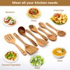 AIUHI Wood Spoons for Cooking, Nonstick Kitchen Utensil Set, Wooden