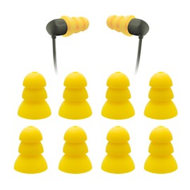 Klowcok Triple Flange Eartips for Elgin Discord Gen 3/Discord Gen 2/Rumble/Rumble Wired, Silicone Replacement Tips, 4 Pairs, Yellow