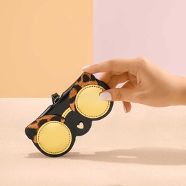 Bohend Fashion Glasses Case Leather Sunglasses Pouch Travel Portable Glasses Case with Magnet for Girls and Women, gold