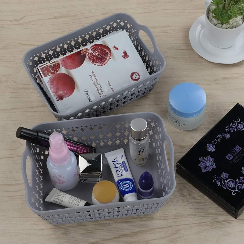Dynko Plastic Storage Basket, Bathroom Basket, Household Basket, Grey, Pack