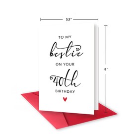 Zyulin Bestie 40th Birthday Card, 40th Birthday Card for Her Women Best Friend, 40th Birthday Gifts for Sister Female Friend, To My Bestie On Your 40th Birthday