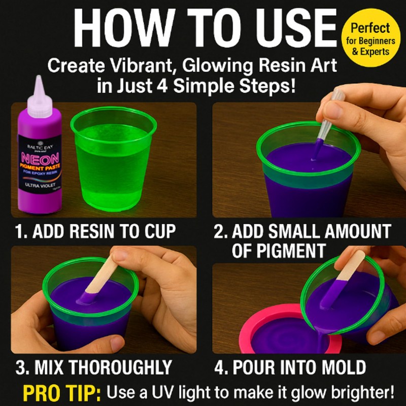 BALTIC DAY Purple Neon Pigment Paste for Epoxy Resin (191g