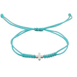 COLORFUL BLING Multicolor Handwoven Religion Braided Cross Bracelet Faith Hope Blessed Wrist Cuff Bracelet for Women Men Lucky Protection Prayer Jewelry-blue green