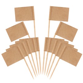 Senkary 100 Pack Blank Toothpick Flags Kraft Paper Food Signs Cheese Markers Cheese Labels for Charcuterie Board Accessories