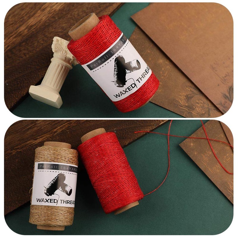 Jupean Waxed Thread, 150m /164Yards Red Leather Waxed Thread, Leather