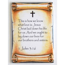 1 John 3:16 Bible Verse Fridge Magnet (2.5 x 3.5 inches)