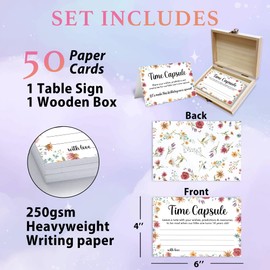 Crocothemis Time Capsule Box 1st Birthday, Baby Time Capsule Box for First Birthday Party Games, Set of 50 Wishes Card Gifts Keepaske Decorations for Baby(WildFlower) -A05