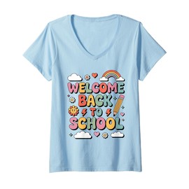 Womens Welcome Back to School Teacher Appreciation Boys Girls Gifts V-Neck T-Shirt