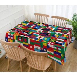 Hafangry International Flags Tablecloth for Around The World Themed Birthday Party Supply Hispanic Heritage Month Decoration Home Kitchen Dining Room Church Rectangular Table Cover (60" x 104")