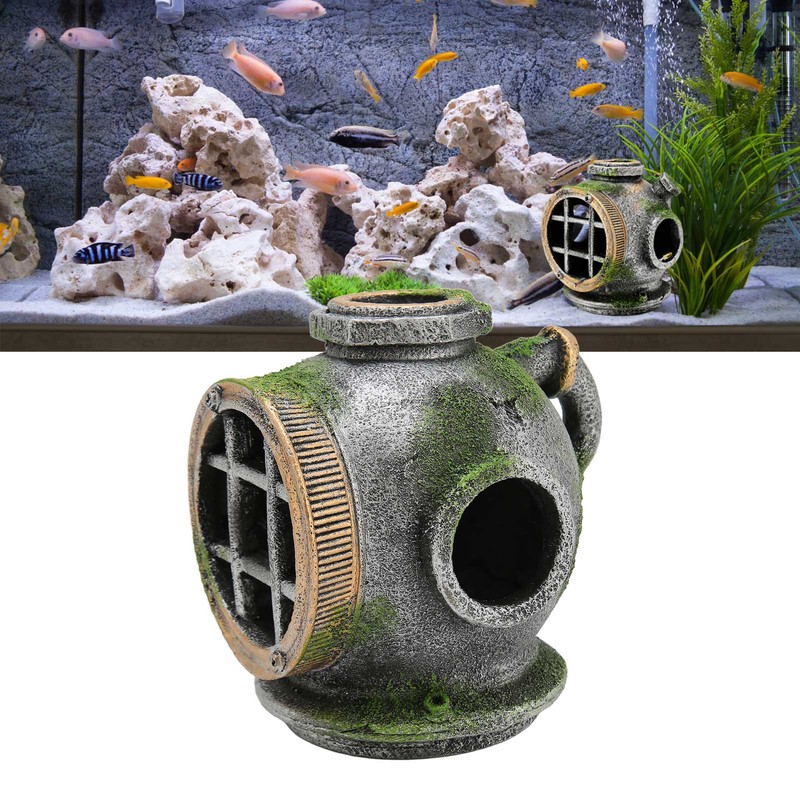 Aquarium Helmet Ornament Simulation Toxic Free Hideout House Resin Fish