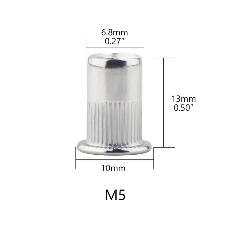 GIVIHGETI Pack of 200 Rivet Nuts M5 Stainless Steel Rivet