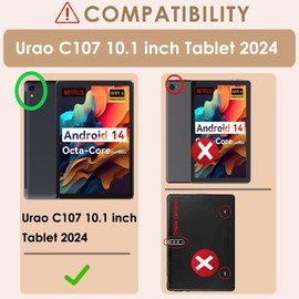 DETUOSI Silicone Case Compatible with Urao C107 10.1 inch Tablet, with Stylus Pen & Shoulder Strap, Soft Silicone Multi-Angle Case for Urao C107 10.1", JEAZANS OC101/C107 10.1", Dazzling Dark Blue