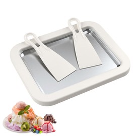 Zoneyan Large Ice Plate, Ice Cream Machine, Ice Rolling Machine Accessories, Ice Plate Ice Rolls, Ice Plate, Ice Cream Machine, Ice Rolls Plate for Rolling Ice Making Yourself (White)