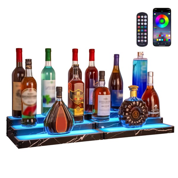 KlearBloom KlearBloom Lighted Liquor Bottle Display Shelf 2-Pack, RGB Bar