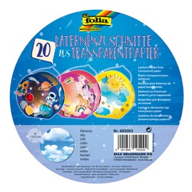 folia 682003 Lantern Cut Canopy Made of Transparent Paper 115 g/m² for Round Lantern Blanks Diameter 16.8 cm Pack of 20 for Crafts of Individual Lanterns