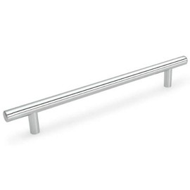 Cosmas 305-224CH Polished Chrome Cabinet Hardware Euro Style Bar Handle Pull - 8-7/8" (224mm) Hole Centers, 11-3/16" Overall Length