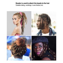 Abalorios para Barba, Juego de Abalorios para Rastas Abalorios para el Cabello para Hombres Y Mujeres Aleaciones de Resina para Rastas Abalorios para Barba Bobinas para el Cabello Accesorios(Oro)