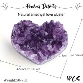 Heart Amethyst Stone Druzy Rough Stone Crystals Gemstones Large Cluster Irregular Raw Healing Stones Geode Caves Meditation Healing Stones 4-5 cm