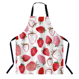 BGBDEIA Watercolor Strawberries Kitchen Apron for Women Men, Unisex Adjustable Cooking Apron, Waterproof Apron for Home Kitchen, Restaurant, Coffee House