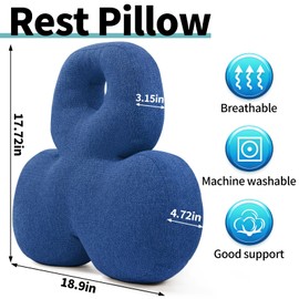 SINOSSO Reading Bed Rest Pillows, Original Linen with Shredded High Density Foam Chair Back Pillow, Good Support Backrest Pillow for Couch Sitting, Blue