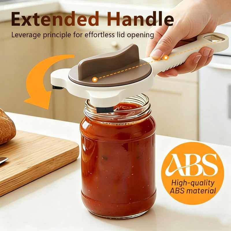 Adjustable Jar Opener with 3-Claw Grip and Bottle Opener