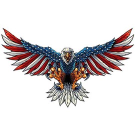 Eagle with American Flag Wings XL 29" x 18" Plasma Cut Metal Sign