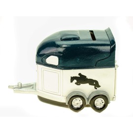 Wurm KG Beautiful money box, money box, horse trailer, made of poly grey, white