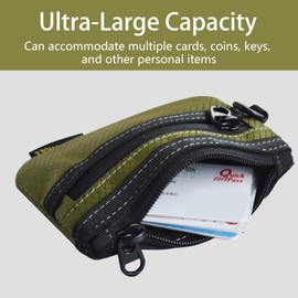 BOKOVNGEE Minimalist RFID folio Small Wallet with ID Window,Water Resistant Zip Id Case Wallet with Lanyard Keychain adjust for Cards,Cash,Travel,Women,Men (green)