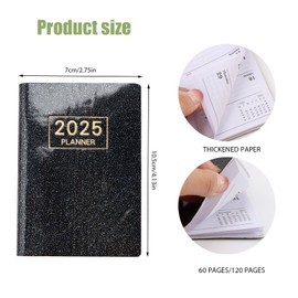Small Pocket Diary 2025 Week to View,Pocket Diary 2025, A7 Weekly Monthly Daily Week to View Planner with PU Leather Cover, Small Agenda Appointment Book for Academic Journal Diary
