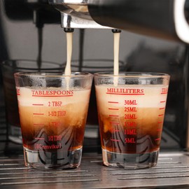 Shot Glasses Measuring cup Espresso Shot Glass Liquid Heavy Wine 2 Pack 26-Incremental Measurement 1oz, 6 Tsp, 2 Tbs, 30ml (2 pack-red)