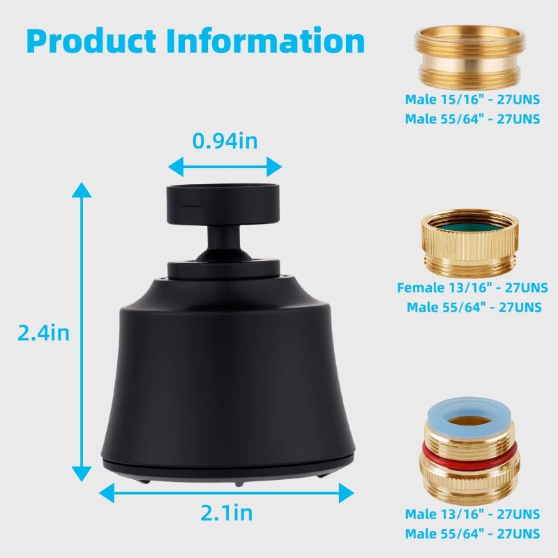 Hibbent Big Angle Swivel Sink Faucet Aerator,360 Degree Kitchen Sink