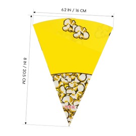 FRCOLOR 50 Pcs Paper Popcorn Bags, Cone Shaped Popcorn Cones for Individual Servings, Disposable Paper Snack Bags for Parties, Movie Nights & Events