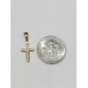 14k Gold Italian Cross with Round Cubic Zirconia Pendant