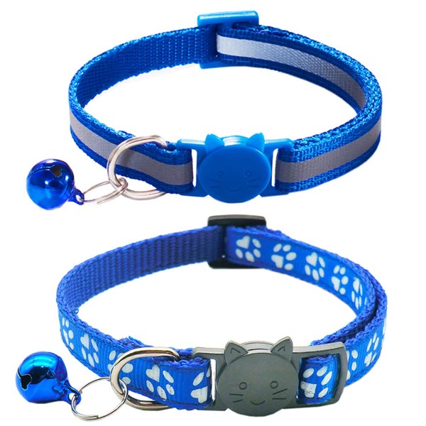 Qinao 2Pack Cat Collars Quick Release Reflective Kitten Collar with