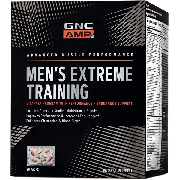 GNC AMP Men's Extreme Training Vitapak, 30 Packs, Performance and Endurance Support