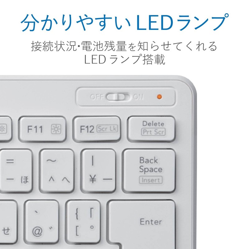 Elecom TK-FDP098TWH Wireless Keyboard (Receiver Included) Pantograph Mini Keyboard, White