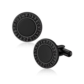 Bandmax Cufflinks Men's Stainless Steel Cufflink Cufflinks for Men Viking Cufflinks Shirt Shmuck for Shirt Wedding, Black, Not applicable
