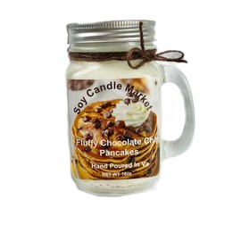 Soy Scented Candles | Handmade & Highly Aromatic Candles Burns Upto 85 Hours in Glass Jar - Perfect for Home Decor, Wedding, Birthday, Dinner (Fluffy Chocolate Chip Pancakes, 16 oz)