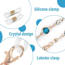 Brillenkette für Damen, Brillenkette Maskenkette, Sonnenbrillenband, Elegante Brillen Halter, Brillenkette Aufhänger Gesichtsmaske Schlüsselband Halskette, Blau