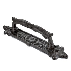 INIRET 2 Packs Heavy Duty 8.9" barn Door Handles,Dark Brown Cast Iron Rustic Vintage Gate Fence Outdoor Garage Closet Drawer Cabinet Handles