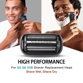 VIDSA Series 5 Series 6 53B Shaver Replacement Head for Braun New Gens S5 S6 Razors, Compatible with Braun 6072cc, 6090cc, 6020s, 6040cs, 6075cc, 5018s, 5049cs, 5035s, 5020s, 5050cs…Easily Attach
